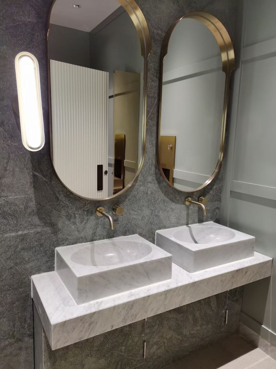 Carrara white Italian marble solid wash basin for the bathroom design