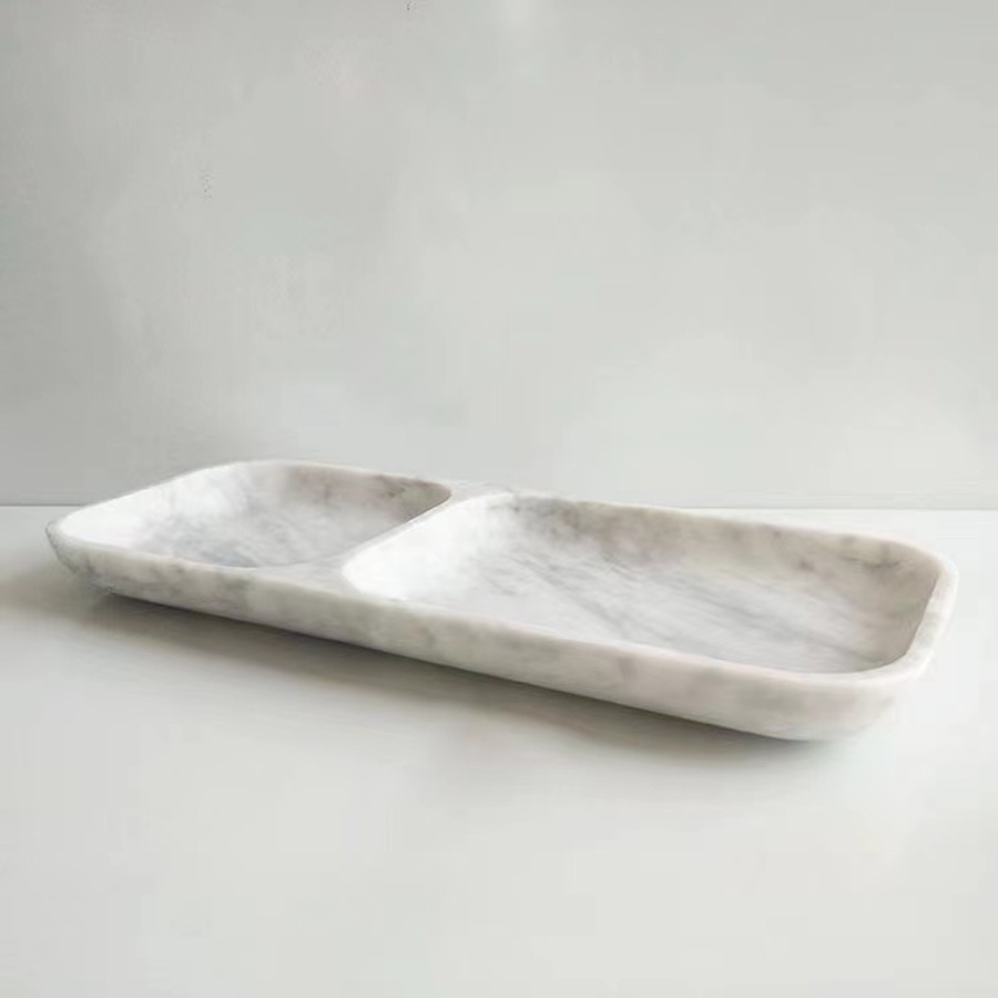 Bianco carrara white marble carved plate for modern life living